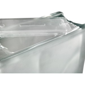 Detailansicht: Weißer Dekoglasstein Wolke, 19,8x19,8x8 cm, mit Verschluss und Münzschlitz.