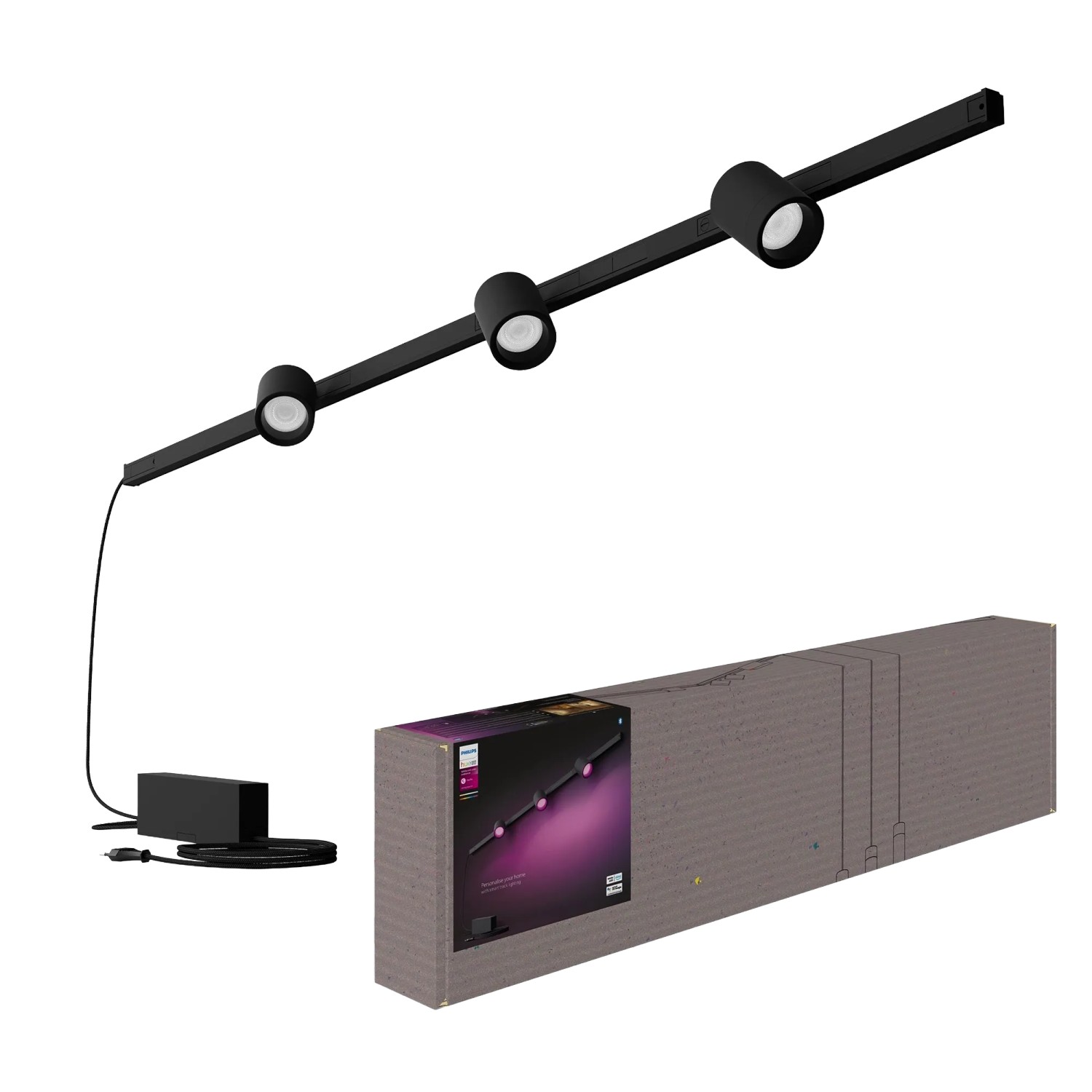 Philips Hue LED-Schienenbeleuchtung Perifo 3er Wandspots Schwarz günstig online kaufen