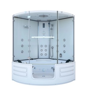 AquaVapore Dampfdusche mit Whirlpool und Duschkabine, 150x150cm, weiße Rückwände.