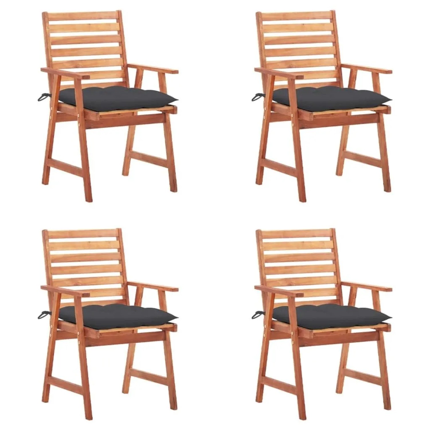 vidaXL Garten-Essstühle 4 Stk mit Kissen Massivholz Akazie 3078335