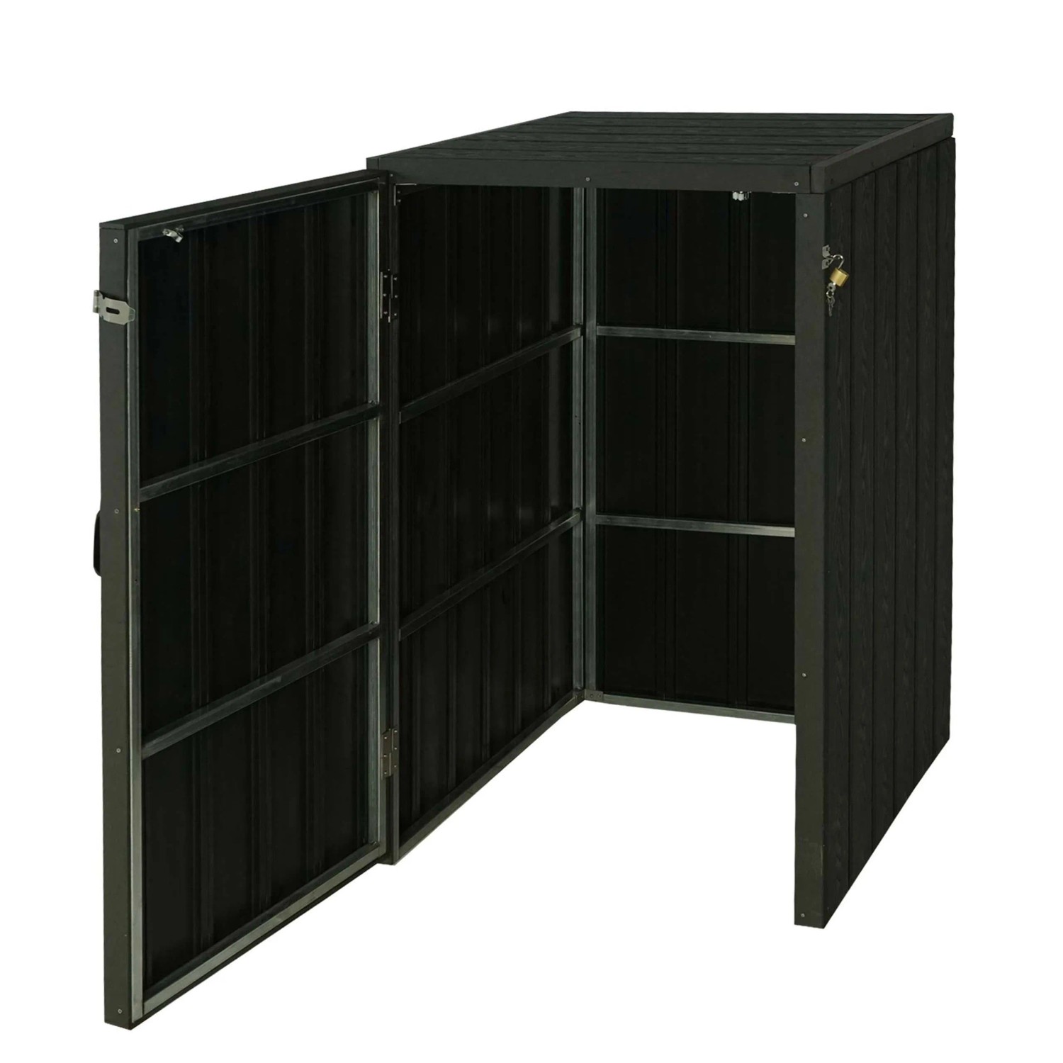 MCW 1-/2er WPC-Mülltonnenverkleidung J28 Anthrazit 117x80x105cm