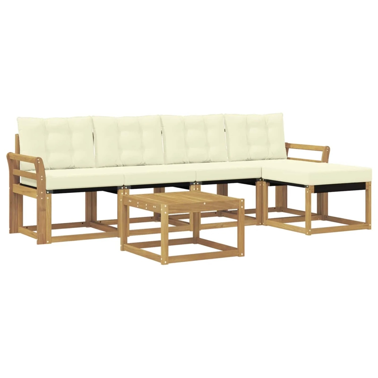 vidaXL Outdoor-Sofagarnitur mit Kissen 6-Tlg Weiß und Creme 3389404