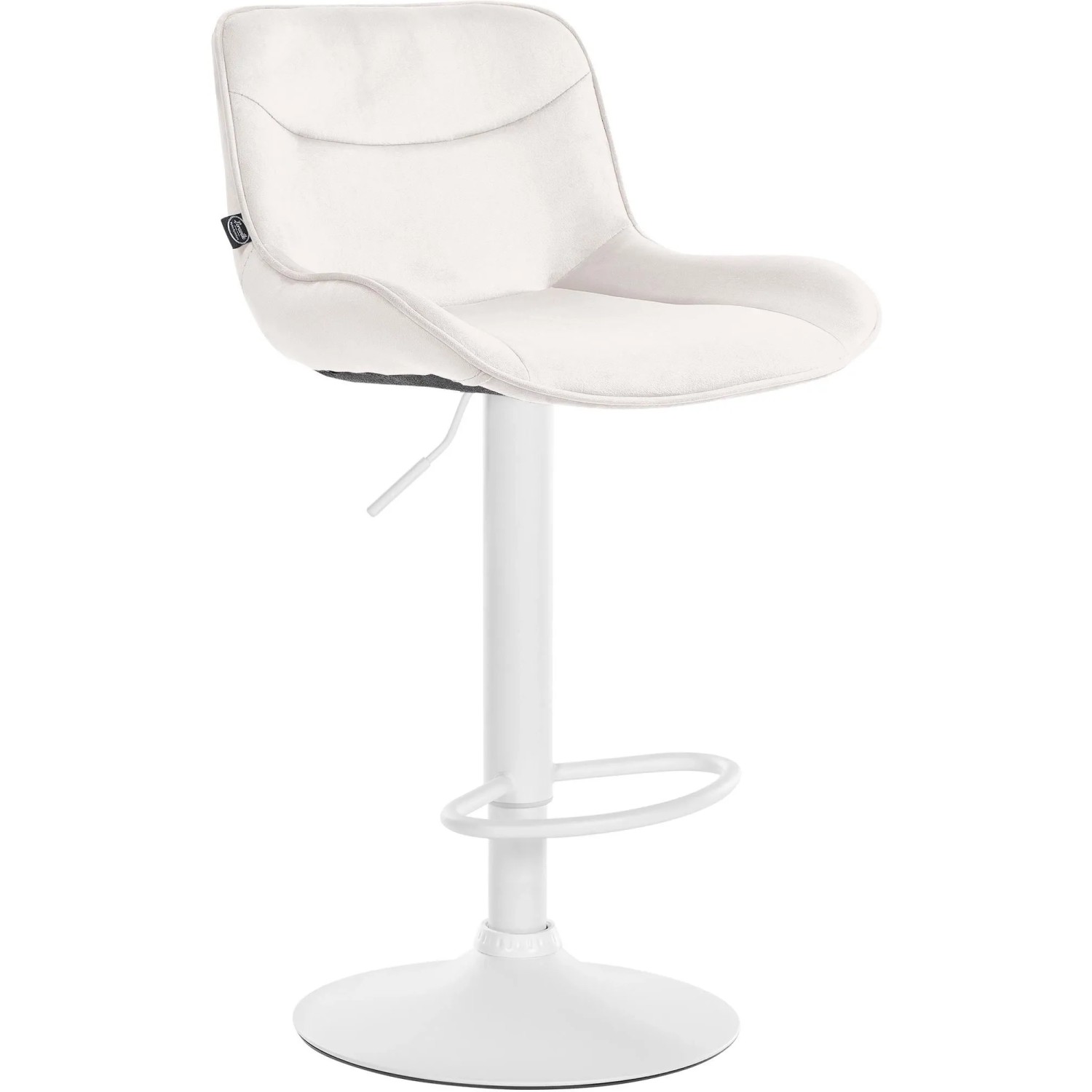 DELUKE Barhocker RAGAD Samt Creme 49x51x85cm Weiß Barstuhl Höhenverstellbar Mit Lehne Drehbar Tresenhocker Tresenstuhl