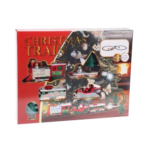 Mehrfarbiges Deko-Weihnachtszug-Set (22-teilig) mit Sound und Licht, Streckenlänge 283 cm.