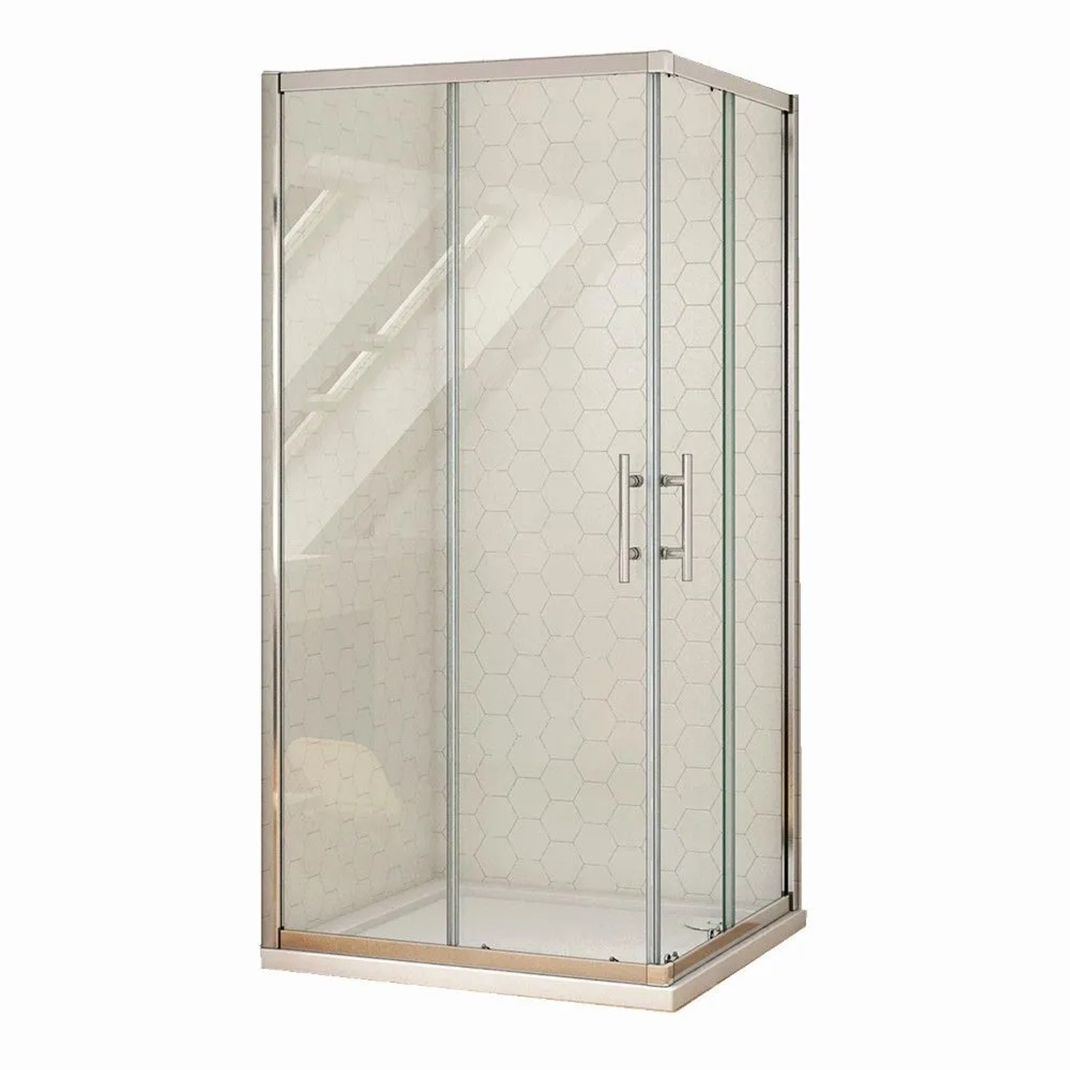 Duschparadies Duschkabinen 90 x 90 x 195cm Eckeinstieg Duschkabine Schiebetür 6mm EasyClean Klarglas Chrom