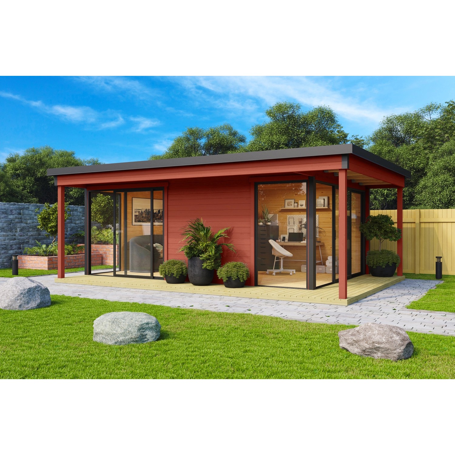 Lasita Maja Gartenhaus Domeo 3 Loggia Schwedenrot 509 cm x 322 cm günstig online kaufen