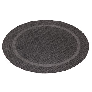 Schwarzer, runder Ayyildiz In- & Outdoor-Teppich Relax, 120x120 cm, Sisaloptik.