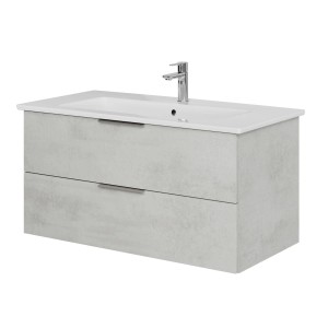 Steinkamp Einzelwaschtisch-Set, hellgrau, mit Villeroy & Boch Waschtisch, 100 cm breit.