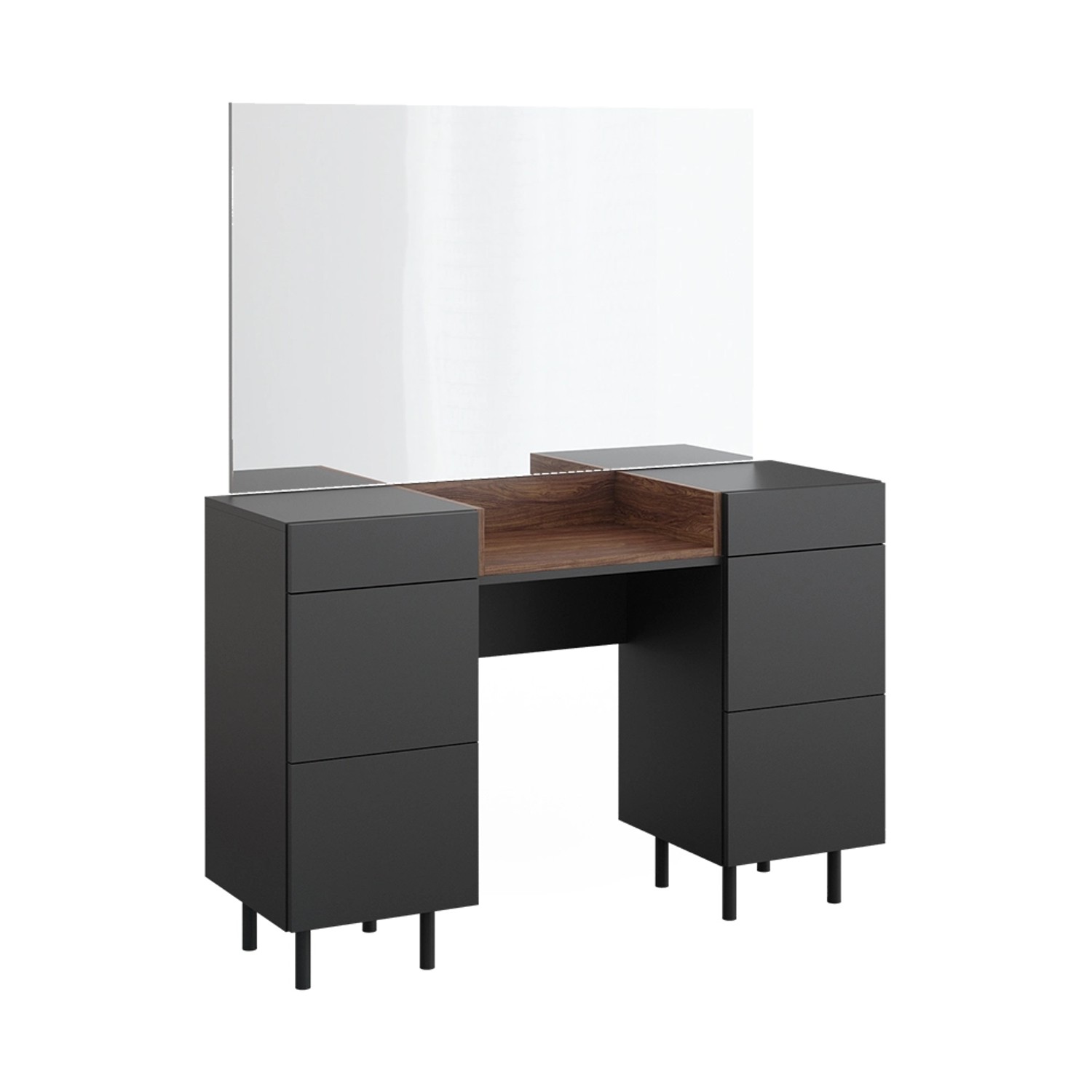 Vicco Schminktisch Anika Anthrazit/Nussbaum 120 cm mit Spiegel günstig online kaufen