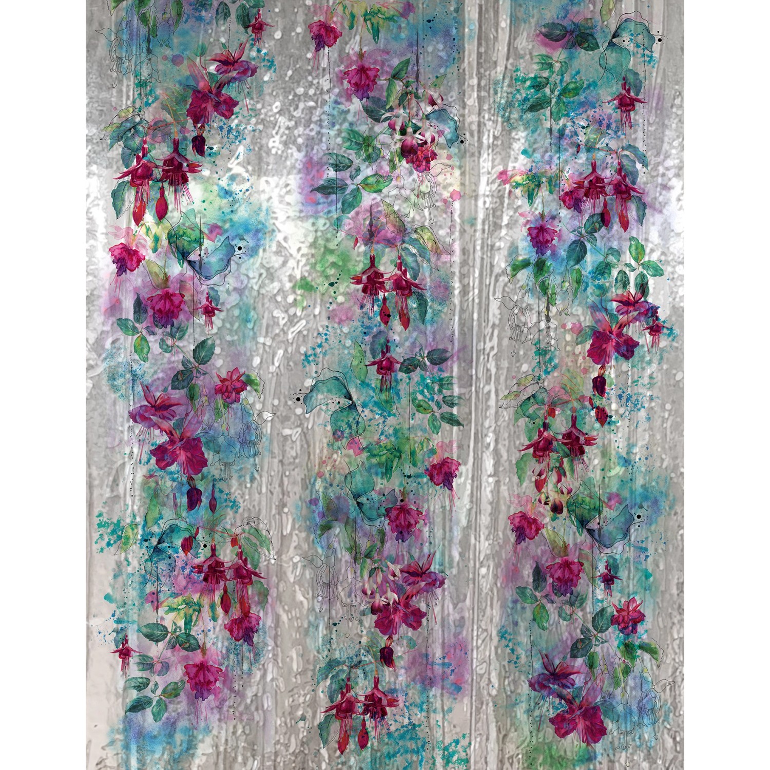 Marburg Vliestapete Blumen Crushed-Optik Modern 270 cm x 210 cm Silber günstig online kaufen