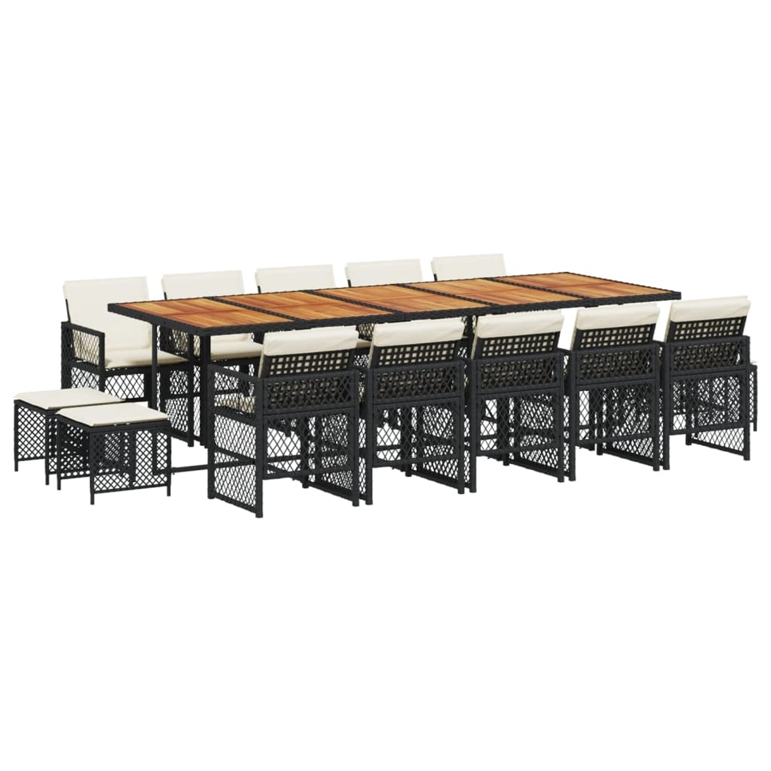 vidaXL 15-Tlg Garten-Essgruppe mit Kissen Schwarz Poly Rattan 3210819 günstig online kaufen