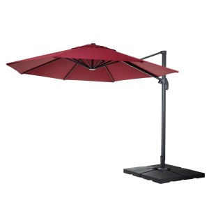 MCW Ampelschirm A96, Ø 3,5m, Bordeaux, mit Stahlständer. Wetterfester Gartenschirm für Schatten.