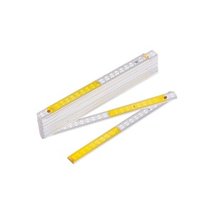 LUX Gliedermaßstab Comfort, 3 m, aus Glasfaser, teilweise aufgeklappt.