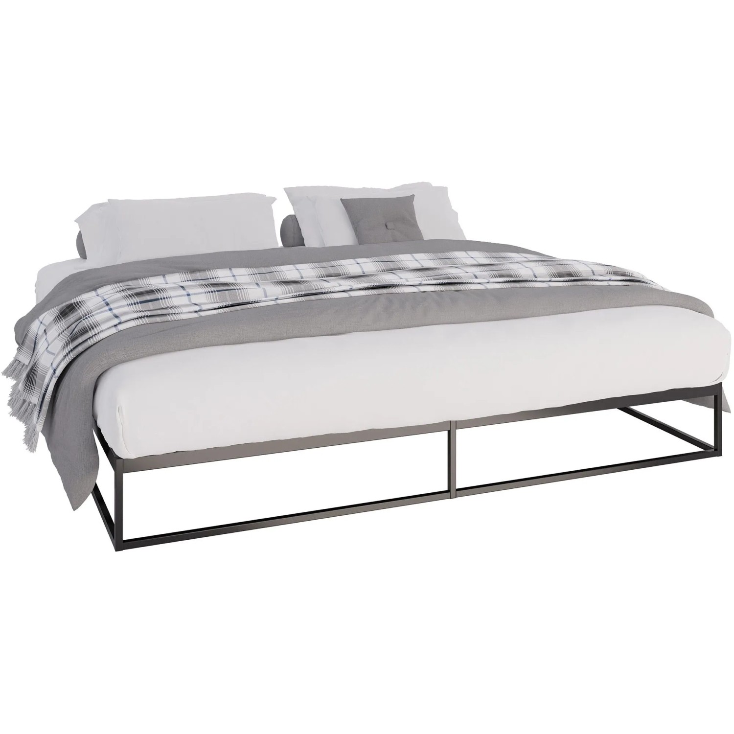 DELUKE Metallbett SUKAR Metall Schwarz 205,5x205,5x25cm Bett 200x200 Bettrahmen Metall Doppelbett