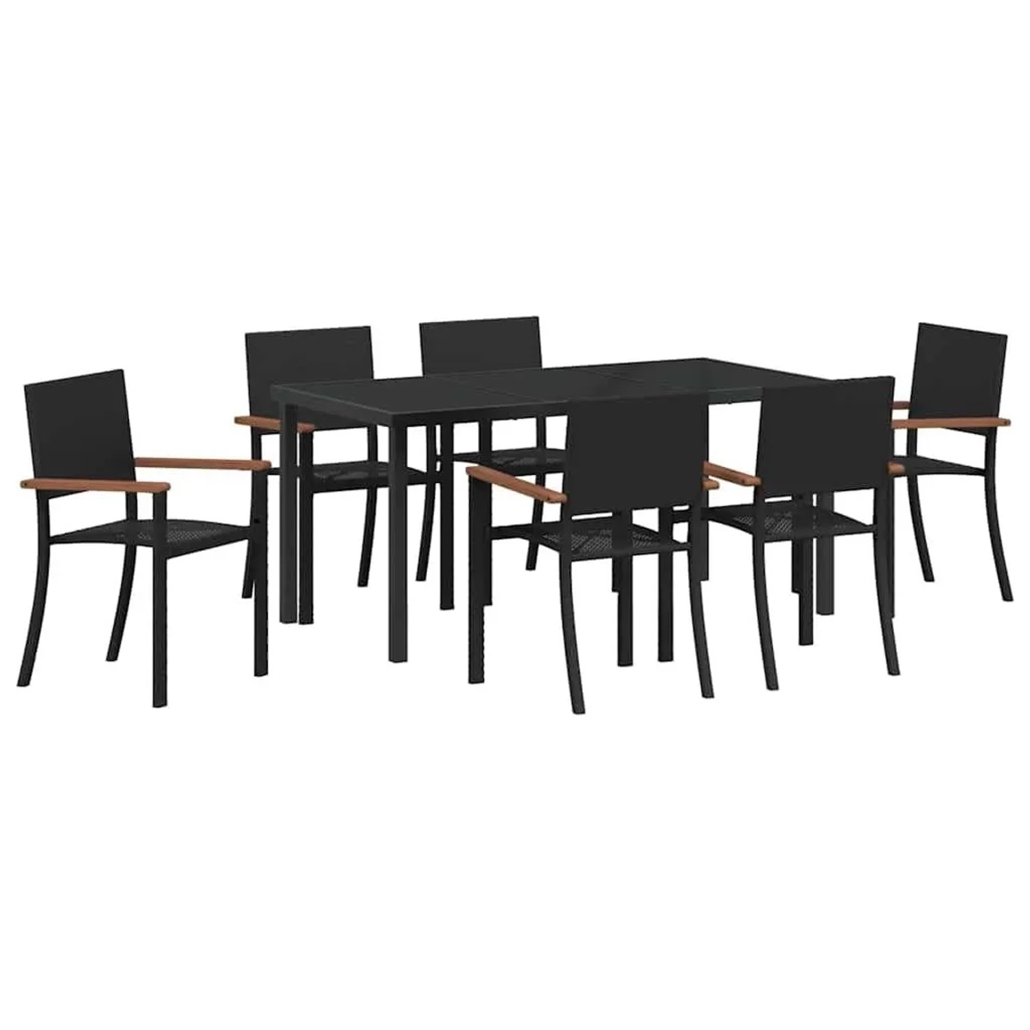 vidaXL Garten Essgruppe 7-Tlg Schwarz Poly Rattan 3379419 günstig online kaufen