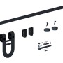 Radex Schiebetürsystem Temida (85-105 mm) in Schwarz, bestehend aus Schiene, Rollen und Befestigungsmaterial.