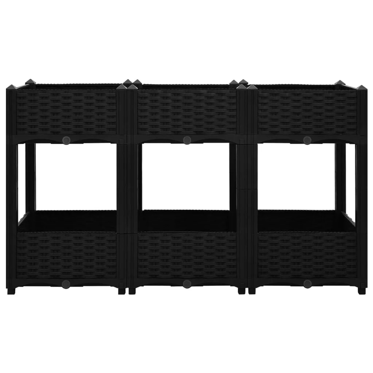 Schwarzes furnicato Hochbeet (120x40x71 cm) aus Polypropylen.