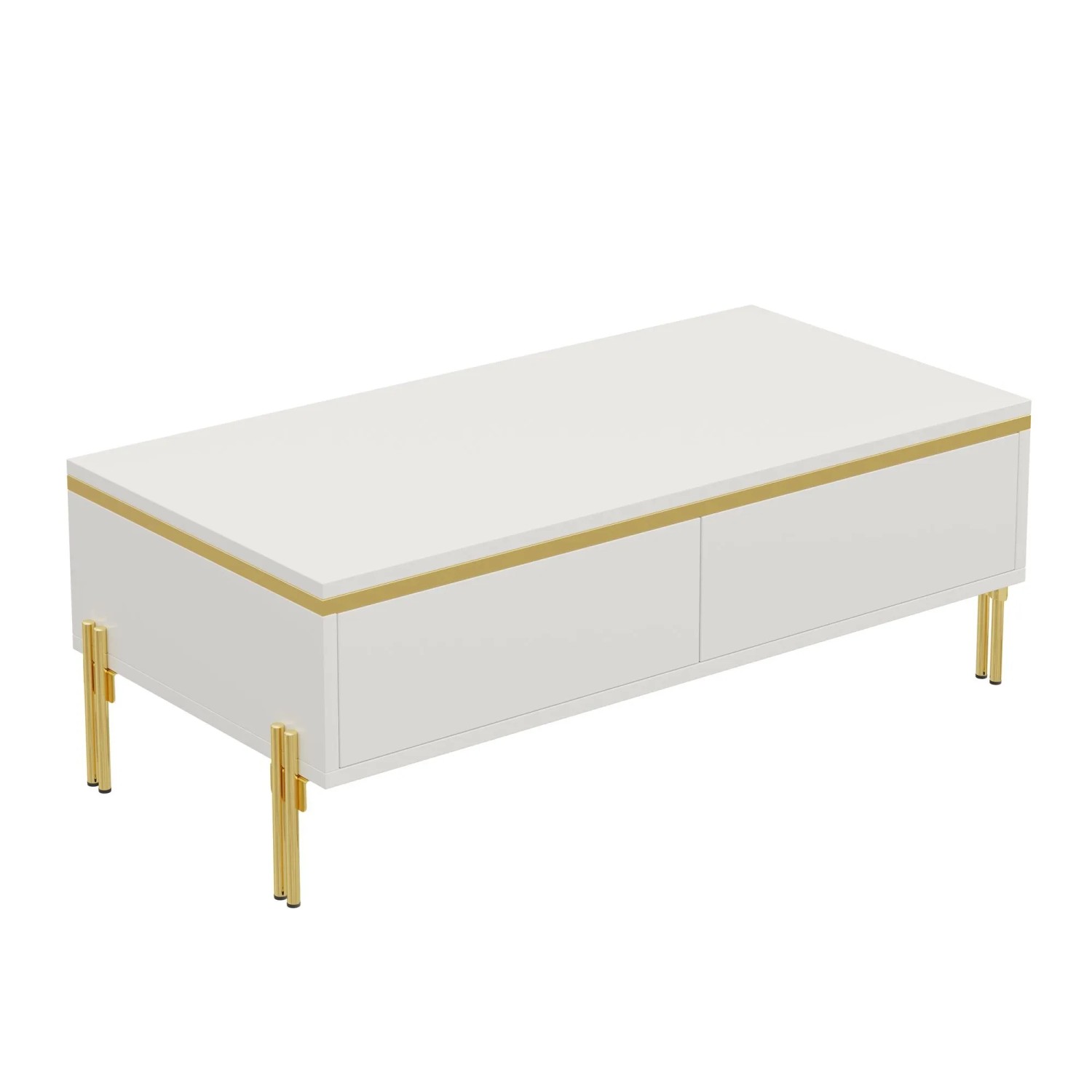 Okwish Couchtisch Stilvoll/Multifunktional Beistelltisch Wohnzimmermöbel 100 × 50 Cm Weiß