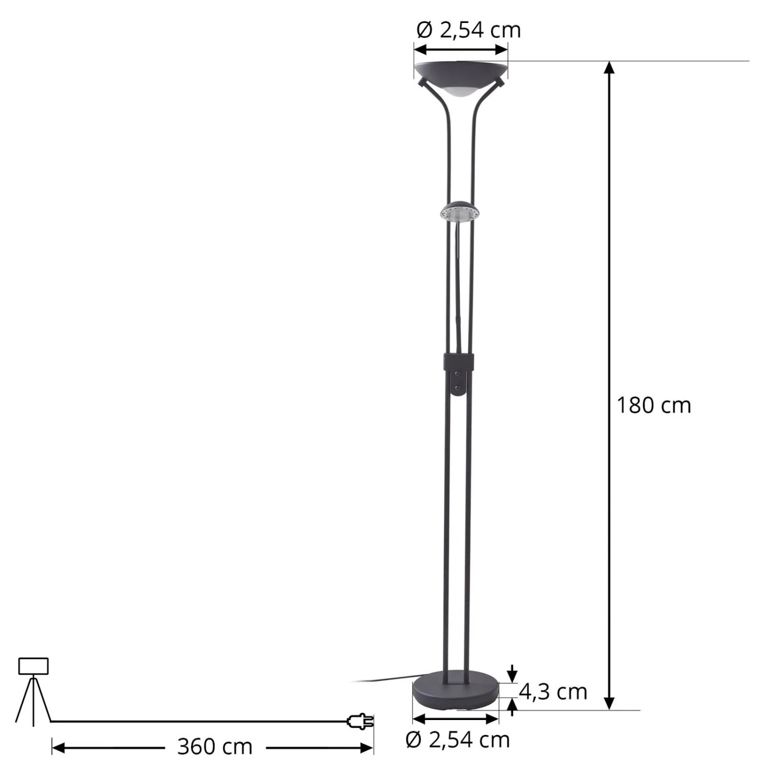 Lindby LED Stehlampe Josefin 10017424 Dimmbar Modern in Schwarz aus Metall 2-flammig Wohnzimmerleuchte_4