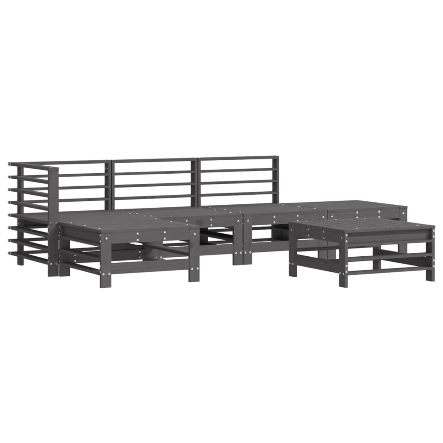 vidaXL 6-tlg Garten-Lounge-Set Grau Massivholz Kiefer Modell 10 günstig online kaufen