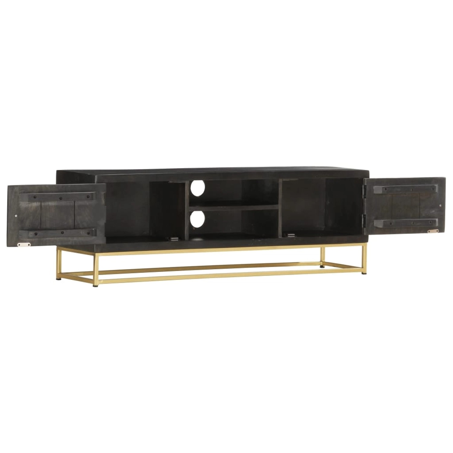 VidaXL TV-Schrank Schwarz Golden 120 x 30 x 40 cm Massivholz Mango günstig online kaufen