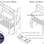 Skizze des WONDERMAKE Pflanztischs auxilium1 mit Maßangaben.