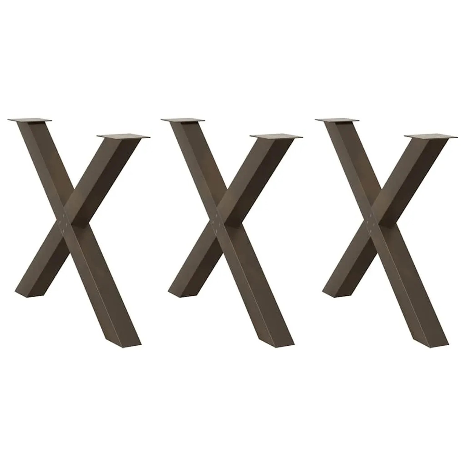 vidaXL Esstischbeine X-Form 3 Stk Naturstahl 90x72-73 cm Stahl 4012999