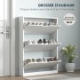 Weißer HOMCOM Schuhschrank mit drei Klappfächern für bis zu 12 Paar Schuhe.