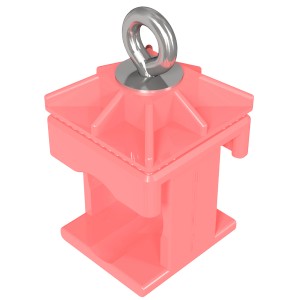 Rote Schake Schilderklemme aus Kunststoff ohne Ösen und Haken für Baugeräte.