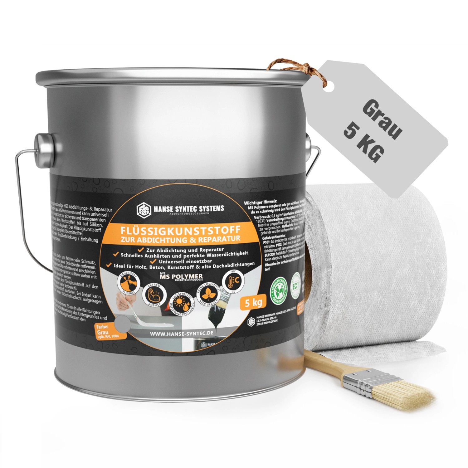 Thumbnail - HSS Flüssigkunststoff Abdichtungs- und Reparatur-Set 5 kg Grau