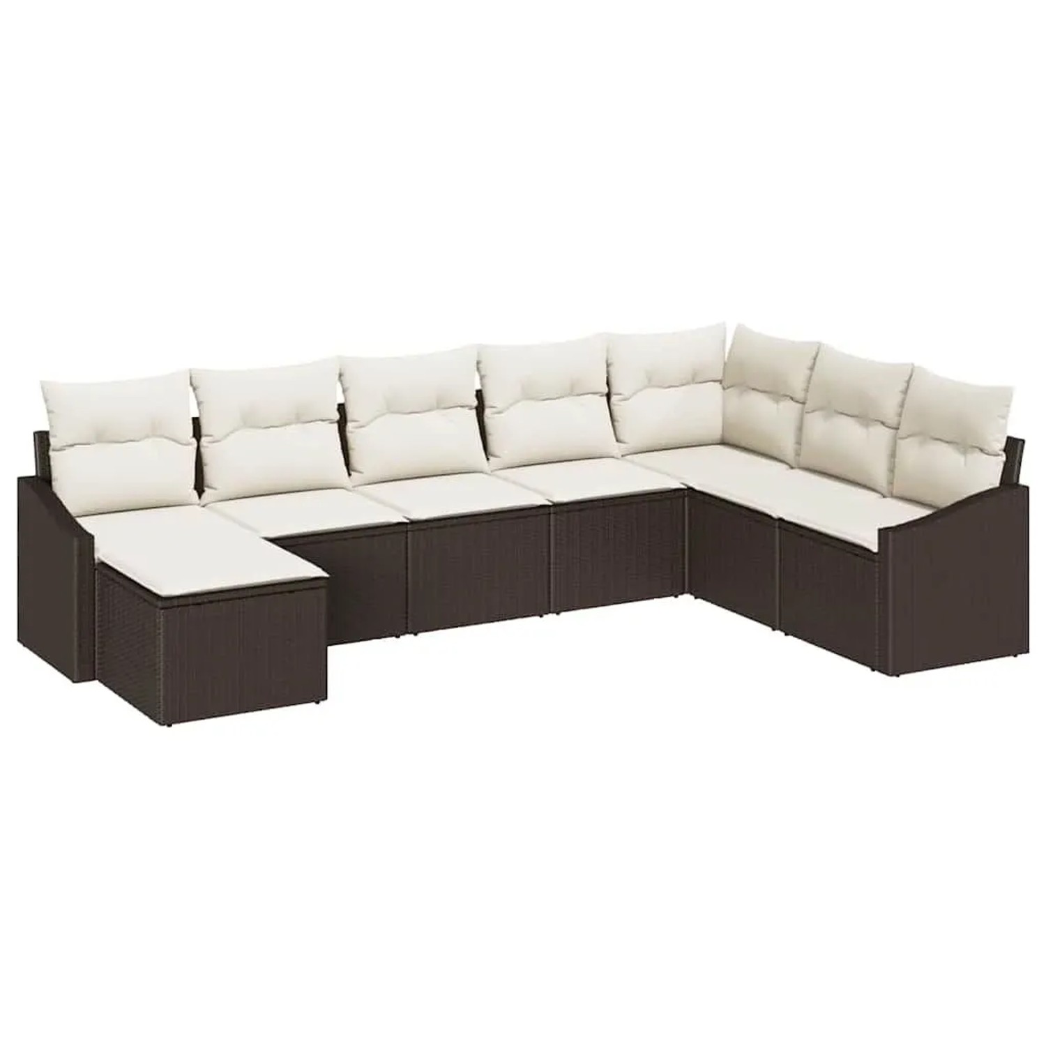 vidaXL Gartensofa-set mit Kissen 8-Tlg Braun und Creme Poly-Rattan 3355507 günstig online kaufen