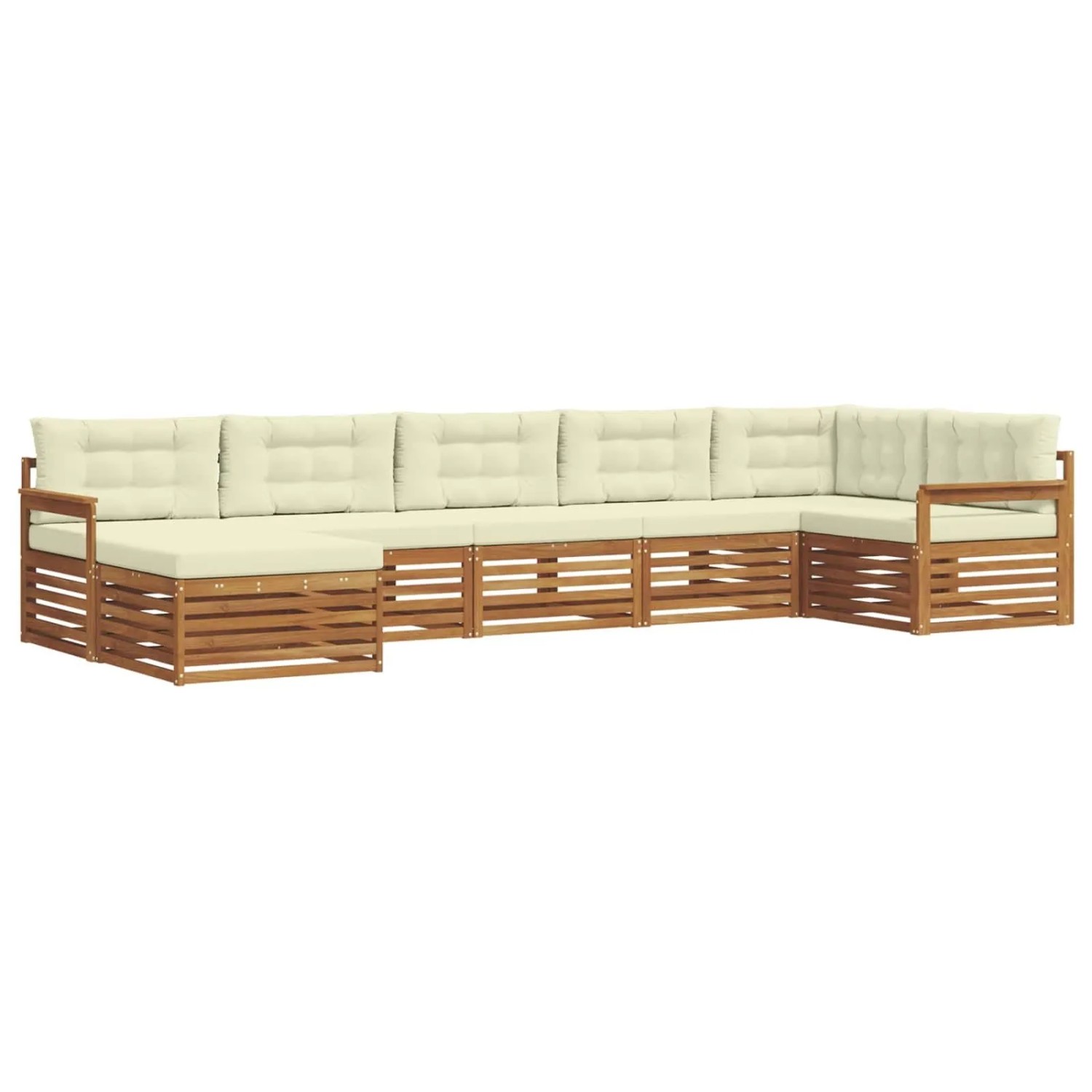 vidaXL Sofagarnituren 7 Tlg Natur und Creme Massivholz Akazie 3373805