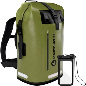 SCANDIC NATURE Rucksack Pioneer 55L Oliv Wasserdicht Roll Top Backpack Outdoor Wanderrucksack Trekkingrucksack Reiserucksack