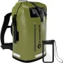 Olivgrüner SCANDIC NATURE 55L Roll Top Rucksack, wasserdicht, mit Reißverschlussfach und wasserdichter Handytasche. Outdoor, Wandern.