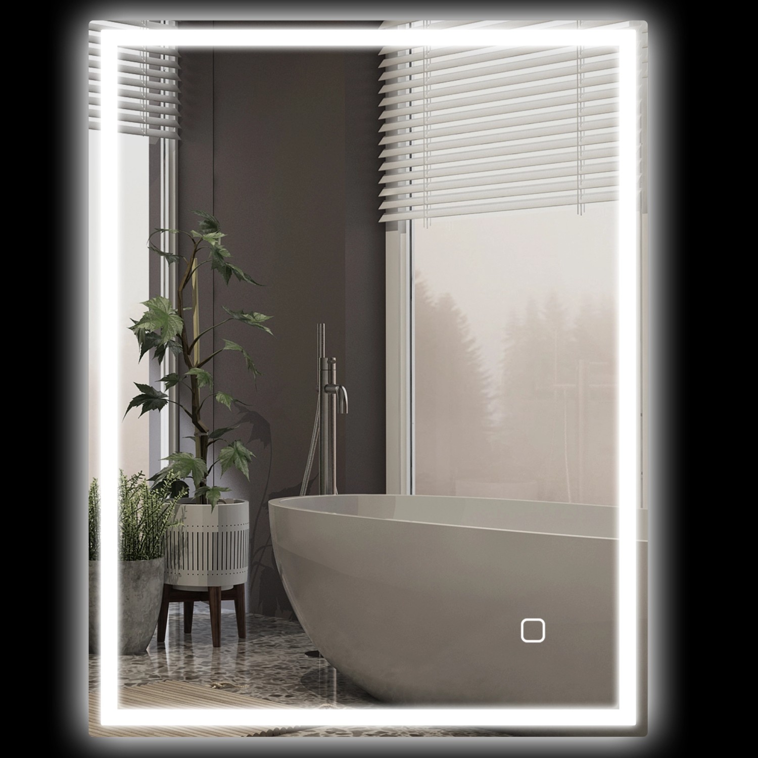 Thumbnail - HOMCOM Badezimmerspiegel Gehärtetes Glas 90L x 70B x 4H cm Silber