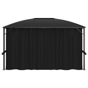 Anthrazitfarbener vidaXL Pavillon 400x300 cm mit Vorhängen für Garten & Terrasse.