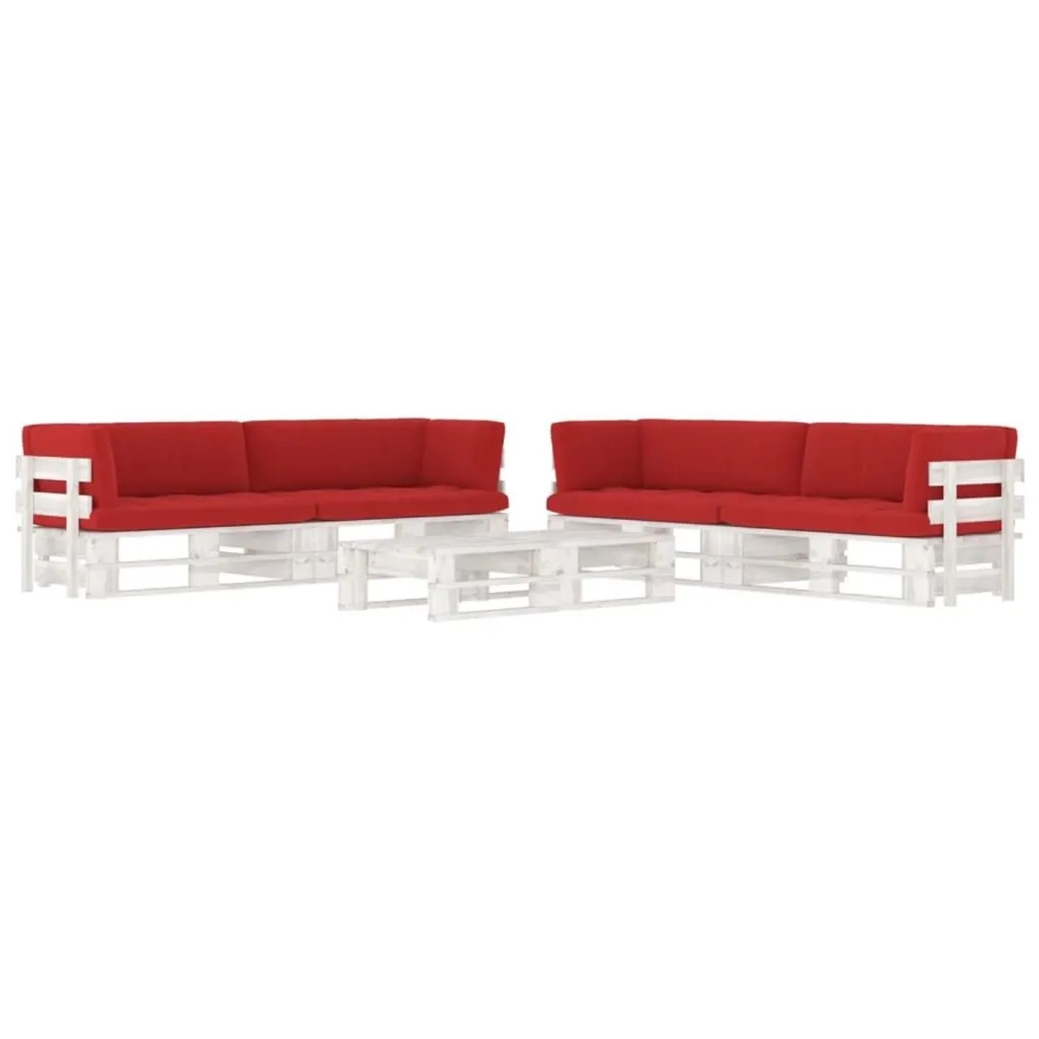 vidaXL 6-Tlg Paletten-Lounge-Set Weiß Imprägniertes Kiefernholz 3067003
