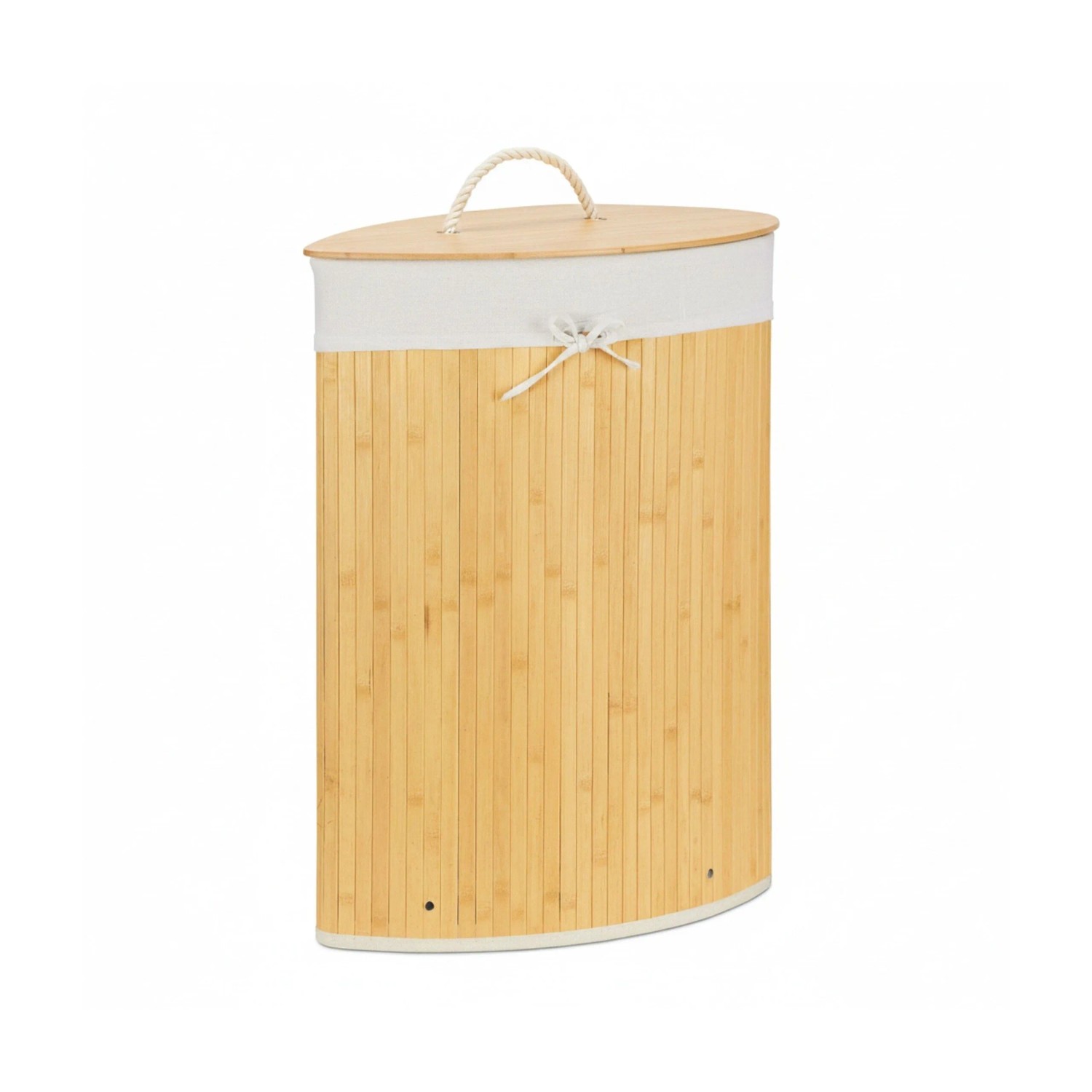 Relaxdays Eckwäschekorb Bambus Creme Faltbar mit Deckel 65 cm x 49,5 cm x 37 cm 1,7 kg