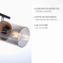 Just Light Wand- und Deckenleuchte Pasqual, 2-flammig, schwarz mit Rauchglas und Holzelementen.