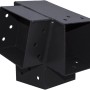 Anthrazitfarbener 75° Steckverbinder mit 3 Enden (91x91) für Holzkonstruktionen.