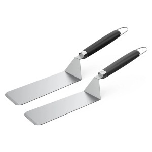 Weber Wender-Set für Grillplatten, 2 Stück, aus Edelstahl mit schwarzen Griffen.