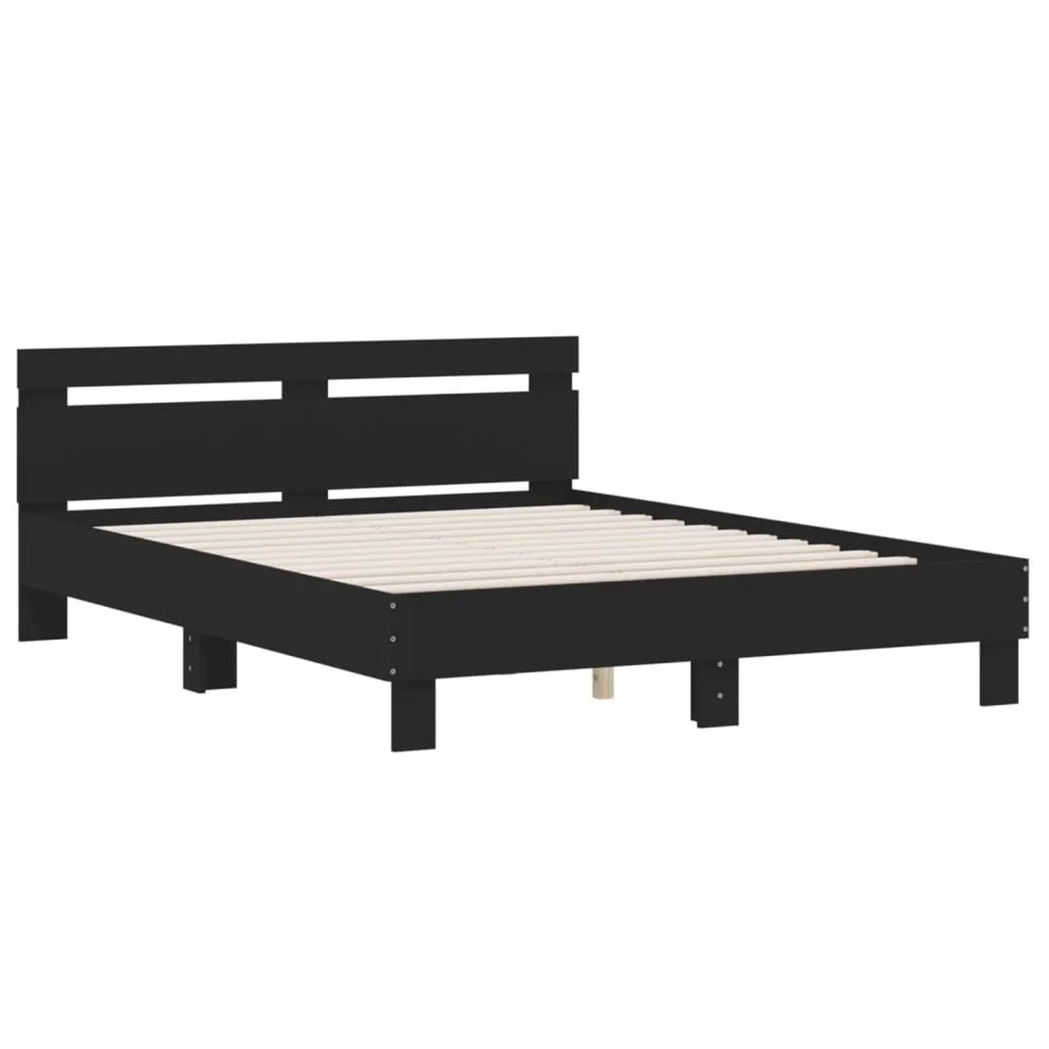 vidaXL Bettgestell mit Kopfteil Schwarz 140x190 cm Holzwerkstoff 3207435 günstig online kaufen