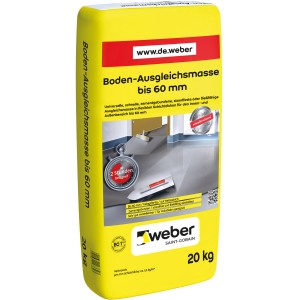 Sack Weber Boden-Ausgleichsmasse bis 60mm, 20kg, gelb. Zum Ausgleichen von Böden im Innen- und Außenbereich.