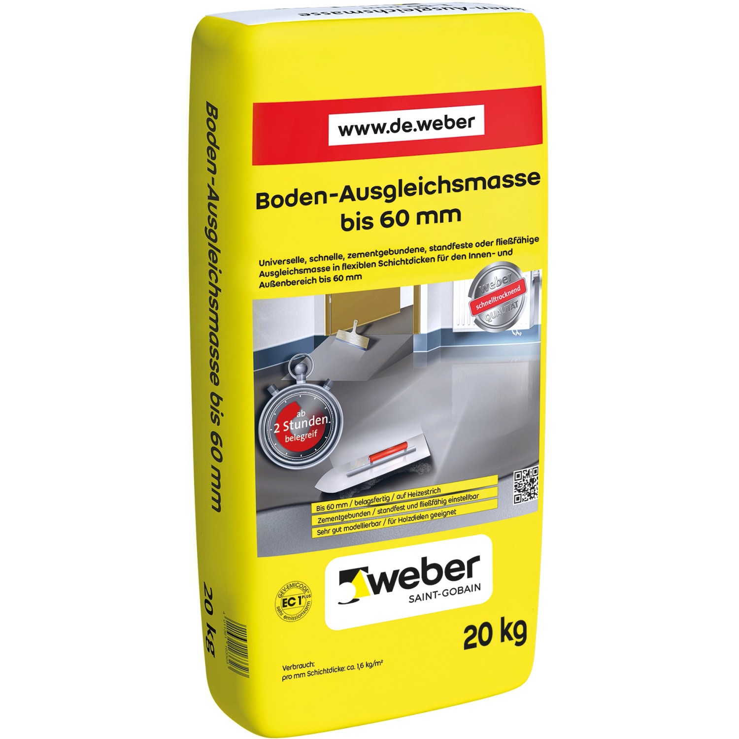 Weber Boden-Ausgleichsmasse bis 60 mm 20 kg