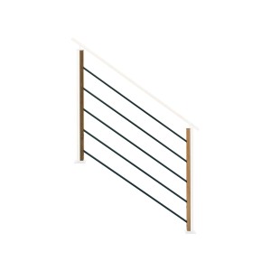 Kordo Geländerset für Treppenlauf, Holz Moka, schwarze Stäbe, Außengeländer.