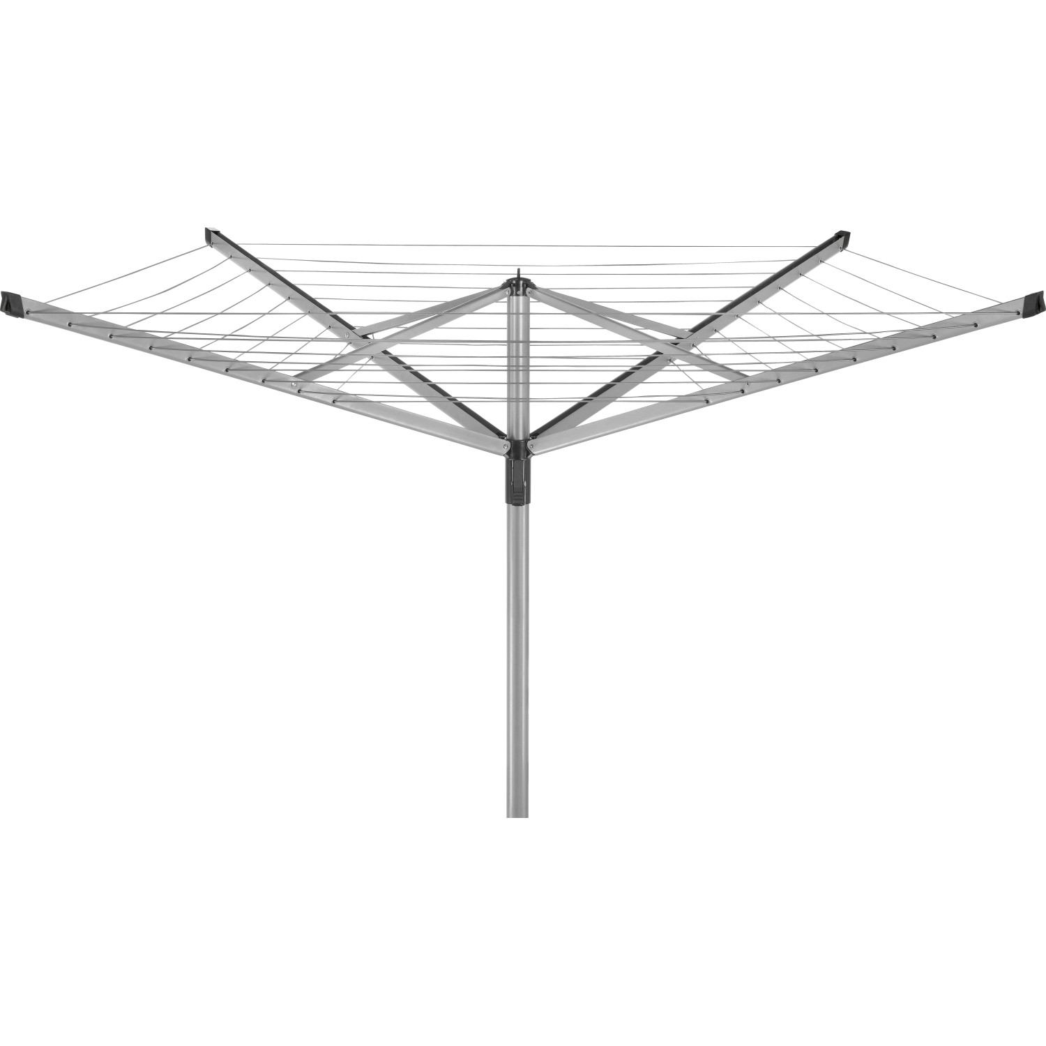 Silberne Wäschespinne mit 40 m Leinenlänge für den Garten.