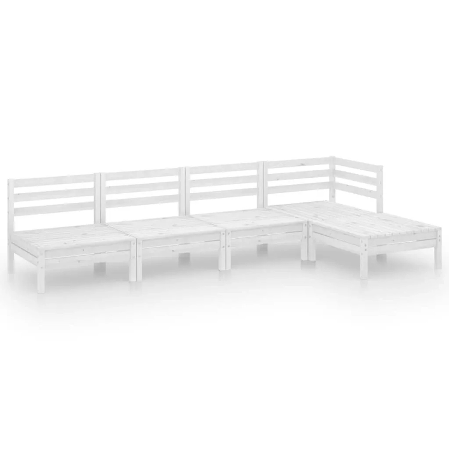 vidaXL 5-Tlg Garten-Lounge-Set Massivholz Kiefer Weiß 3082658
