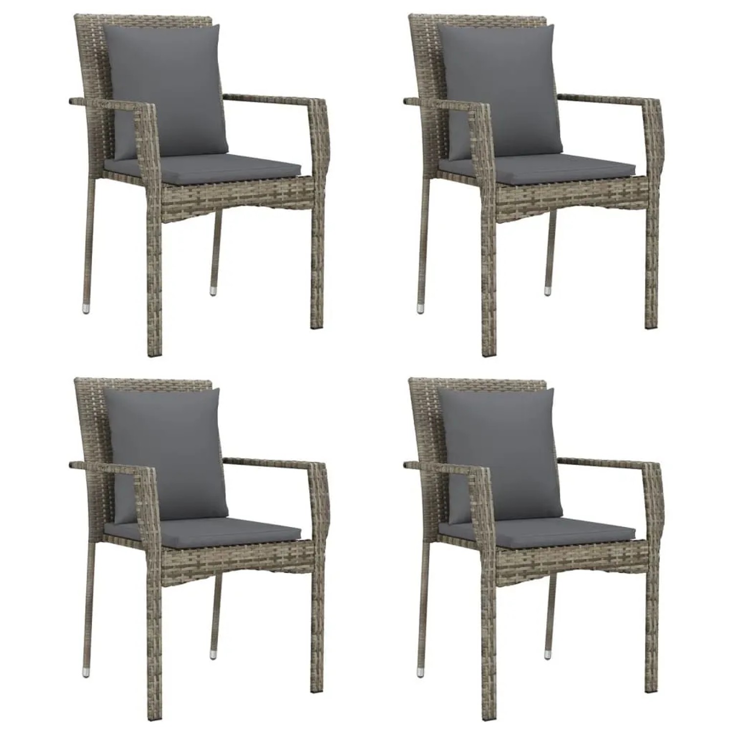 Furnicato Gartenstühle 4er Set Mit Kissen Poly Rattan 59x535x88 Cm Grau