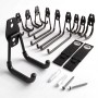 Schwarzes Relaxdays 12-teiliges Wandhaken Set aus Edelstahl und PVC mit U- und J-Haken, Schrauben für Garage, Werkstatt.