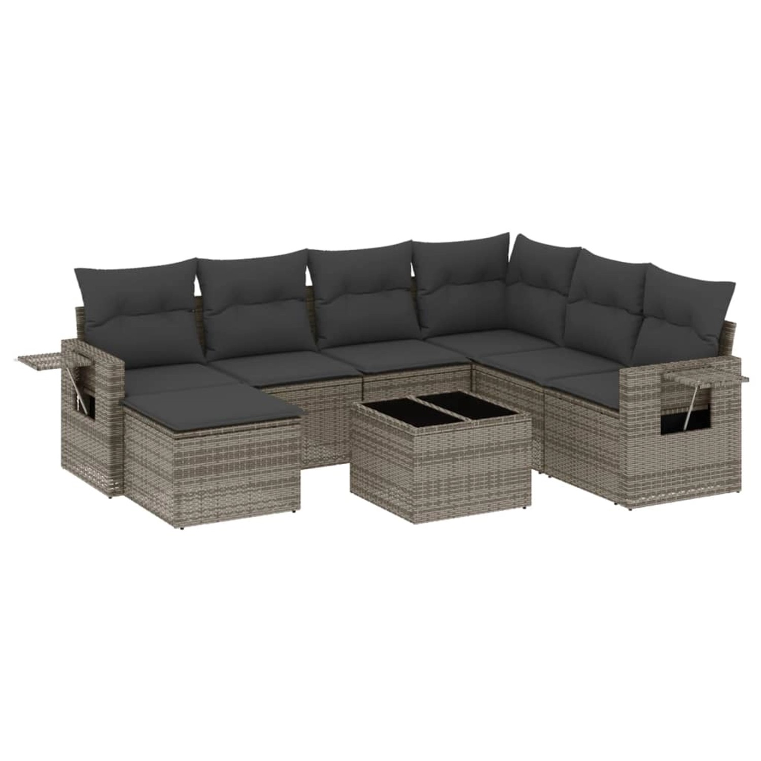 vidaXL 8-Tlg Garten-Sofagarnitur mit Kissen Grau Poly Rattan 3220509 günstig online kaufen